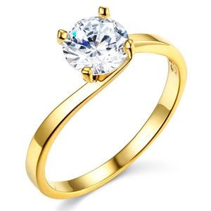 1ct 14k yellow gold  Cubic Zirconia Solitaire Ring